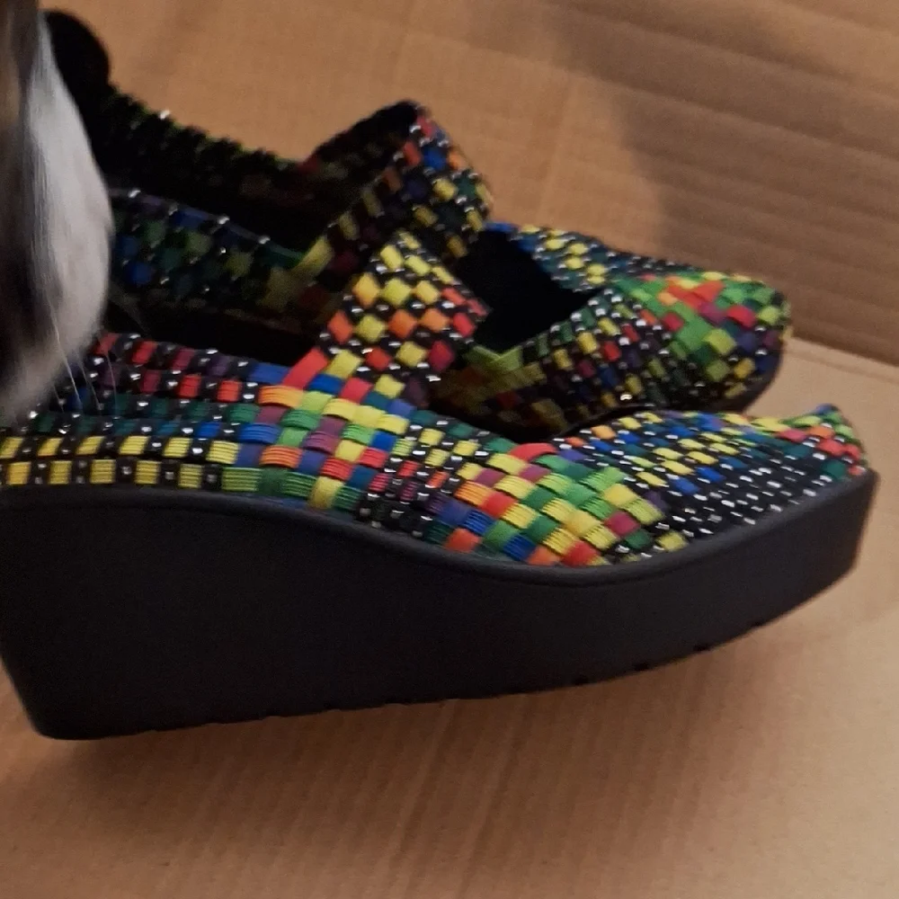 Steven By Steve Madden Brice Multicolor Woven Wedges 7